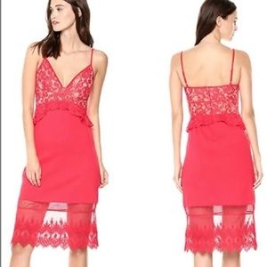 Brand new red lace French Connection midi dress size 2
